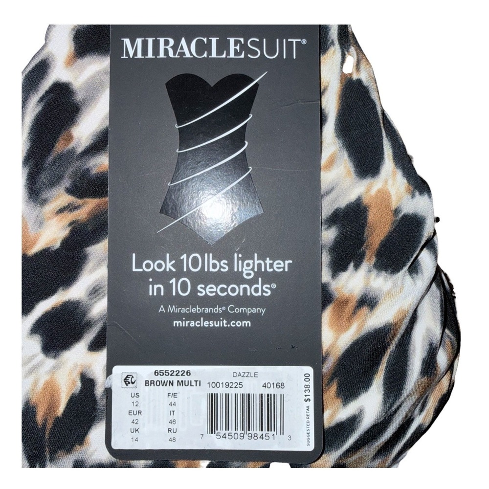 Miraclesuit Womens Size 12 Razzle Dazzle Brown Black Underwire Tankini Top New‎ - Picture 7 of 7